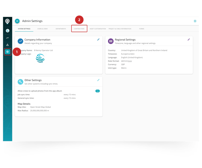 Accessing Contractor User Settings