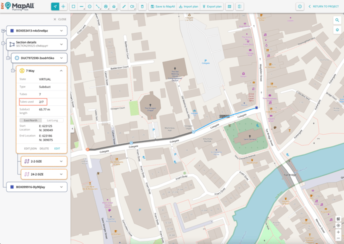 Subduct Feature in Planning Tool Displays New Row Tubes Used